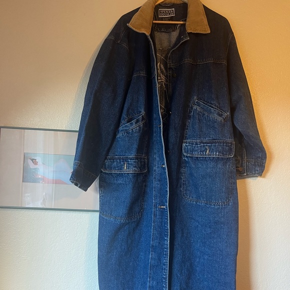Vintage hand embroidered denim trench - Picture 2 of 7